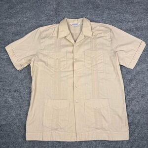 Vtg 90s Guayabera Button Up Shirt Mens‎ XL Short Sleeve Resort Cabana Cuban